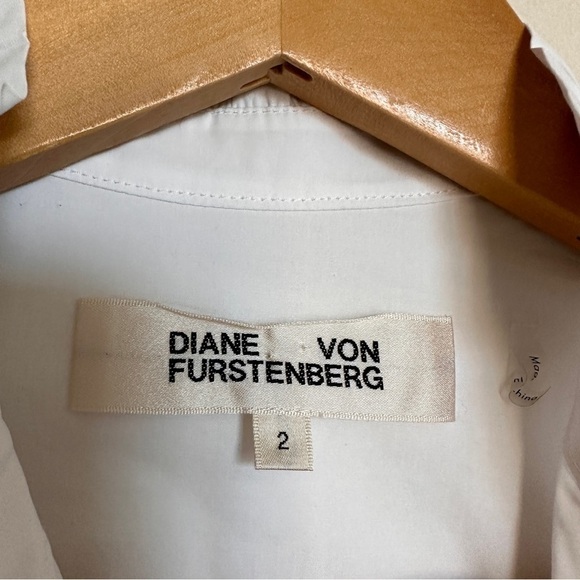 DVF Zoe Pleated Bodice Relaxed Fit Cotton Blouse White 2 - Picture 6 of 11